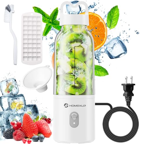 HOMEXUP Portable Personal Blender 17oz, 175W Smoothie Maker,White - color: White