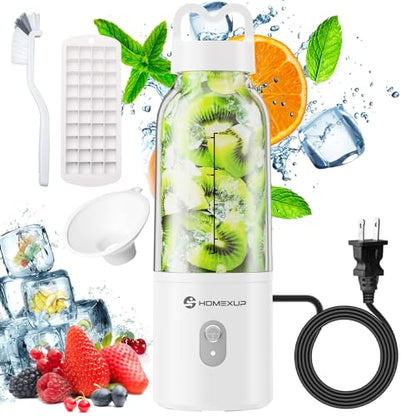 HOMEXUP Portable Personal Blender 17oz, 175W Smoothie Maker,White - color: White