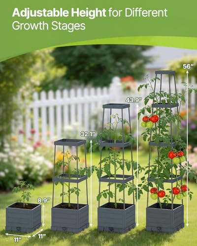 Suteck Raised Garden Bed with Trellis, 2PK Self-Watering Tomato Planter Box - size: 2 Packs
