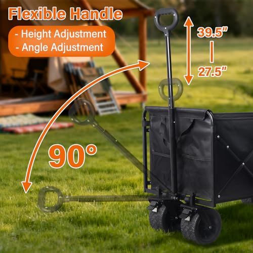 Wagons Cart Foldable, 280 lbs Collapsible Wagon with Wheels for Camping - size: 600LBS