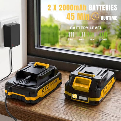 12" 21V Weed Wacker Cordless, 2 in 1 String Trimmer and Edger - color: Yellow