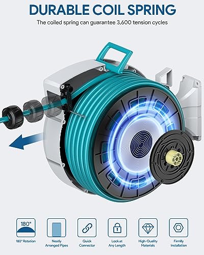 ENEACRO Retractable Garden Hose Reel 1/2"×100ft with Wall Mount