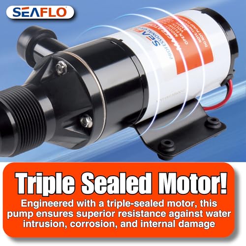 SEAFLO 01 Series Macerator Pump - 12V, 12 GPM (45 LPM) Open Flow, Self-Priming, Anti-Clog, Run-Dry, Heavy-Duty for RV, Boats, Yachts, Camper, & Marine, CE & Rohs Certified, 4-Year Warranty - style: 12V