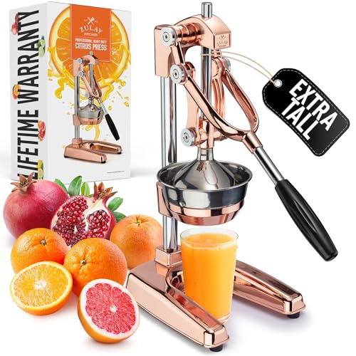 Zulay Professional Citrus Juicer - Premium Manual Citrus Press and Orange Squeezer - Metal Lemon & Lime Squeezer - Extra Tall Heavy Duty Cast Iron Manual, Rose Gold - color: Rose Gold, size: Original