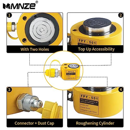 5T 6mm/0.24" Stroke Hydraulic Cylinder Jack Sets Mini Hydraulic Ram Jack Porta Power Kits Retract Automatically Split Hydraulic Single Acting Lifting Cylinders with CP-180 Hydraulic Hand Pump - size: 5T, 6mm/0.24" Stroke + CP-180 Pump