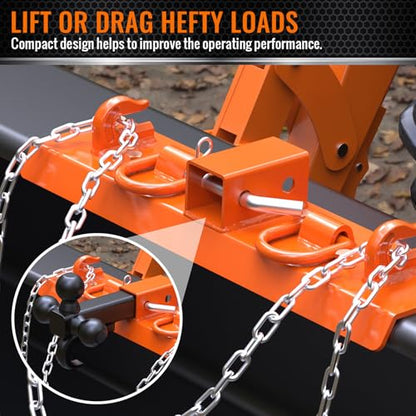 Tractor Bucket Hooks with 2" Receiver, 3/8" Bolt On Grab Hooks&1/2" D Rings