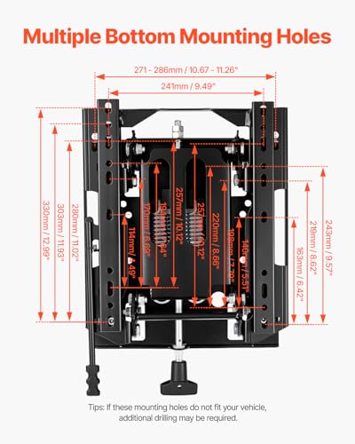 VEVOR Seat Suspension Kit with Seat Slider Track, Universal Air Ride Seat Suspension for Zero Turn Lawn Mower, 6in Front-to-Back Adjustable, Tractor Seat Suspension ‎Kit for Forklift, Bulldozers - style: With Slide Rail/Spring
