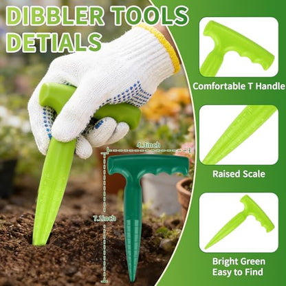 Seed Planter Tool 17-Piece Garden Dibber Set with Seed Dispenser