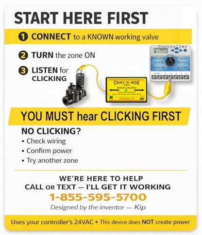Chat-R-Box® PRO Valve Locator — Find Hidden Sprinkler Valves Fast | Works with Rain Bird, Hunter, Orbit & Most 24VAC Systems