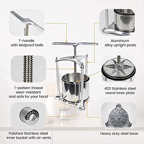 Fruit Wine Press and Crusher,100% Nature Apple&Grape&Berries Crusher Manual Juice Maker for Kitchen