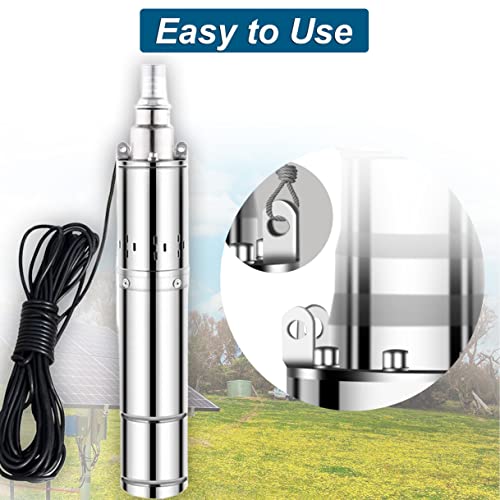Solar Water Pump, DC Submersible Deep Well Pump, 3 inch Stainless Steel Deep Well Pump with 50ft Power Cord for Industrial Irrigation Household Water Tank Water Supply (48V-550W Well Pump) - style: 48V-550W Well Pump