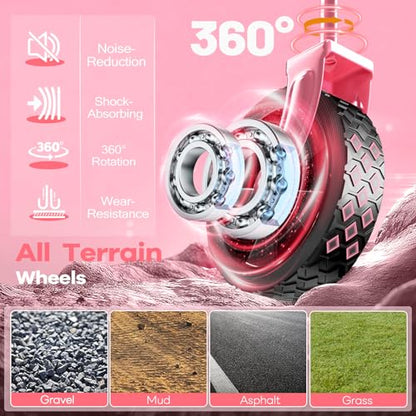 HIKEMOON 34'' Extra Long Folding Portable Wagon Cart, 120L 360LBS Pink - color: Pink