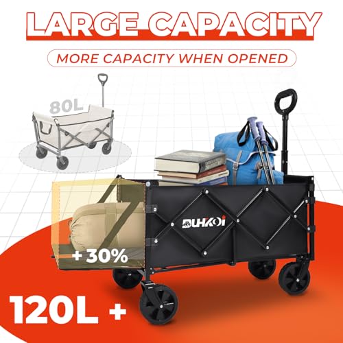 Foldable Wagon with Tailgate,12 lb Lightweight Small Utility Cart - color: Black