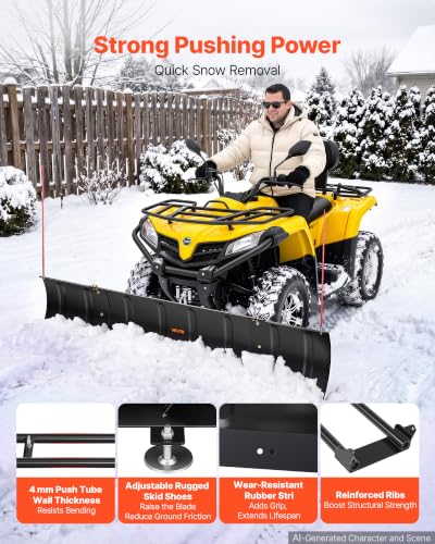 VEVOR Snow Plow Kit 43 in/72 in Width Adjustable Universal Plow Attachment - size: 43in-72in Adjustable