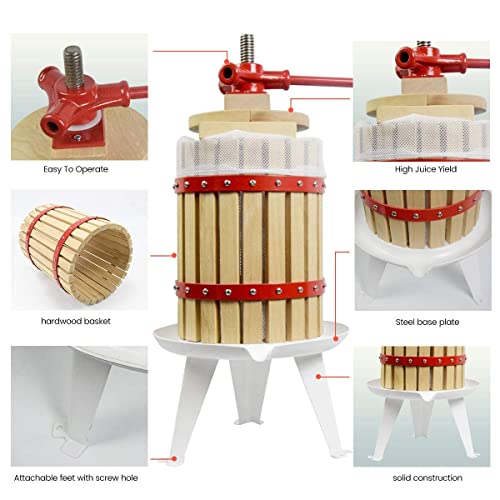 Fruit Wine Press and Crusher,100% Nature Apple&Grape&Berries Crusher Manual Juice Maker for Kitchen