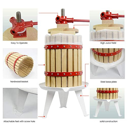 Fruit Wine Press and Crusher,100% Nature Apple&Grape&Berries Crusher Manual Juice Maker for Kitchen
