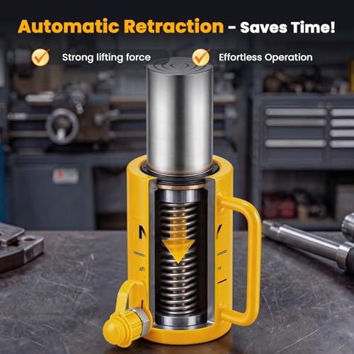 NEWTRY 30T Long Hydraulic Ram Jack, 4" Stroke Porta Power Auto Retract - size: 30T