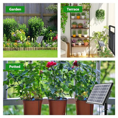 49FT Solar Drip Irrigation Kit, Digital Screen for 15 Pots - size: 49FT Digital Display Irrigation System-15 Pot