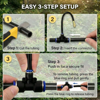 Drip Irrigation System 200FT 1/4", 36 Adjustable Copper Nozzles - color: 200ft