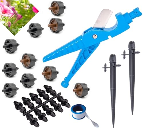 Basic Drip Irrigation Mini Kit Kwik Tube Cutter/Adjustable 360 Stake/Emitters/Punch Multi Tool/Goof Plugs
