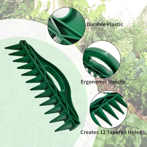 Seed Spacer Tool Bundle with Row Seeder for Pots, Trays and Raised Beds Kit | Color-Coded Layout | Even Placement | Quick Soil Imprints | Reusable Design | Beginner Friendly