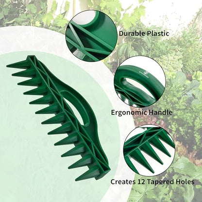 Seed Spacer Tool Bundle with Row Seeder for Pots, Trays and Raised Beds Kit | Color-Coded Layout | Even Placement | Quick Soil Imprints | Reusable Design | Beginner Friendly