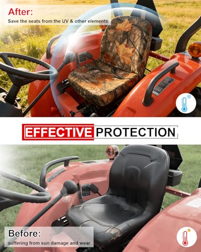StarknightMT Tractor Seat Cover Waterproof Oxford Fabric Fast Install - color: Maple Leaf Camouflage