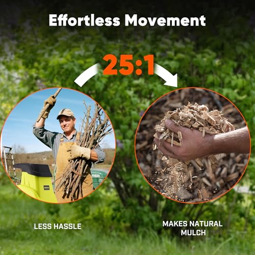 Wood Chipper Shredder, 1800W Cut Diameter of 1.77inch with 10 Gallon Collection Bin 15-Amp Electric Wood Chipper Shredder for Easy Cleanup Ideal for Branches, Leaves,Yard Waste, Amber - color: Amber