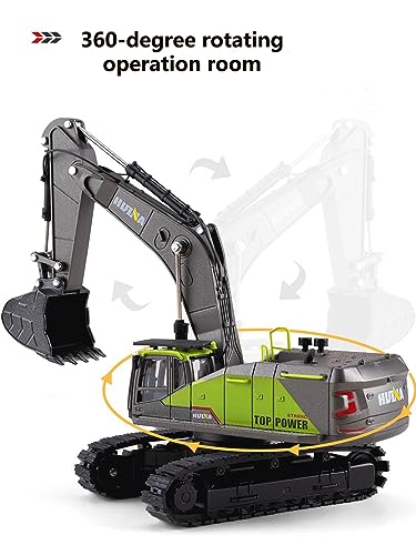 Gemini&Genius Alloy Excavator Model Construction Digger Engineering Vehicle - color: Green