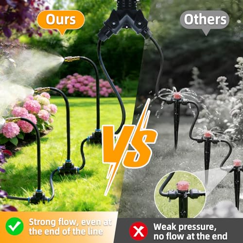 200FT Drip Irrigation System, 2026 Upgrade Garden Watering Kit with 32pcs 360° Adjustable Copper Nozzles, High-Flow DIY Sprinkler System for Large Gardens, Farms, Greenhouses, Lawns (200 ft) - size: 200 ft