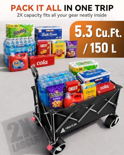 Hikenture Foldable Beach Wagon with Big Wheels for Sand, 450 lbs Capacity
