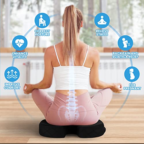 TushGuard Seat Cushion, Office Chair Cushions, Car Seat Cushion, Non-Slip Sciatica & Back Coccyx Tailbone Pain Relief Chair Pad for Computer Desk, Wheelchair, Driving (Black, X-Large) - color: Black, size: X-Large