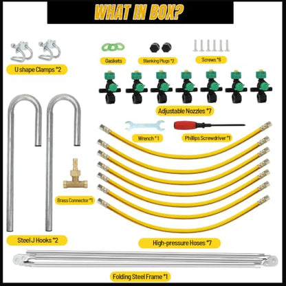 6 Nozzles Foldable Sprayer Boom Kit with 2 Heavy Duty Hooks, Large Coverage Sprayer for ATV/UTV, Adjustable Spray Patterns, Universal Components