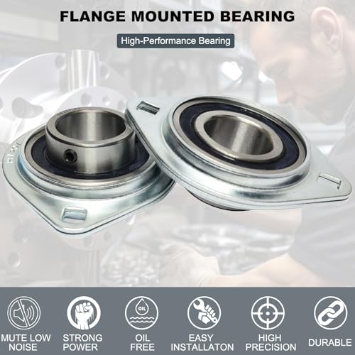 2 Pack SBPFL207-22 Pillow Block Bearings 1-3/8" Bore Bearing Units Steel Flange Mounted Bearing Housing Pressed Steel Flange Bearing (SBPFL207) - style: SBPFL207-22