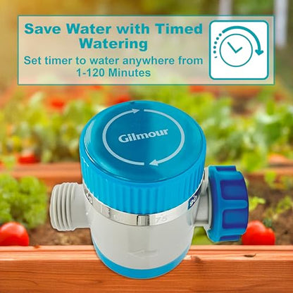 Gilmour Single Outlet Mechanical Water Timer for Garden Hose, Irrigation Timer for Sprinklers and Drip Lines, Blue