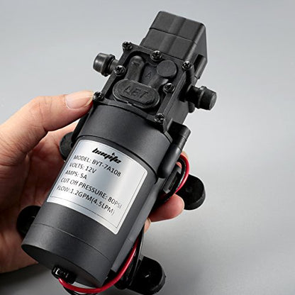 12V DC Water Transfer Pump 4.5 L/Min 1.2 GPM 80 PSI
