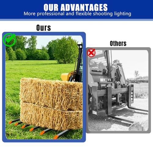 Heavy-Duty 58-Inch Detachable Forks for Tractor Bucket - 4500LBS Capacity Pallet Fork with 6-Tine Design - Perfect for Skid Steer Attachments & Tractor Bucket Forks