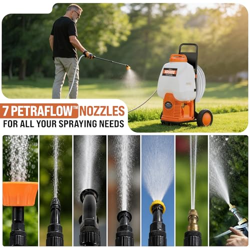 PetraTools Battery Powered Backpack Sprayer w/Cart & 100ft Commercial Hose - style: HD5000