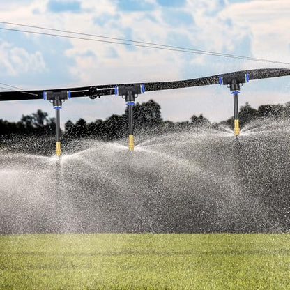 MorningRo 98 ft Drip Irrigation Kit, 5/16" Tube Automatic Watering System with 30pcs 360° Adjustable Brass Nozzles, Water Saving DIY for Garden, Lawn, Yard, Greenhouse Plants - size: 98 ft