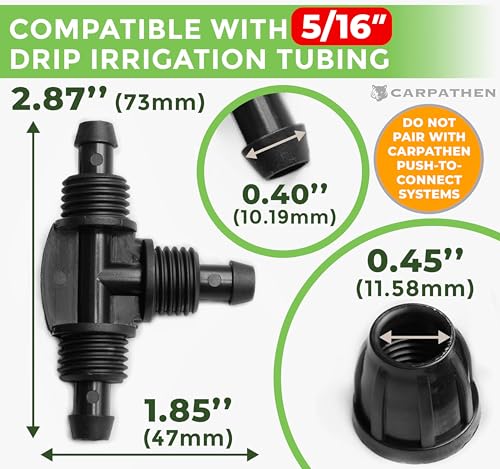 CARPATHEN 5/16" Barbed Tee Connector Parts for Drip Irrigation System 5 pcs - size: 5 pcs Splitters Connectors