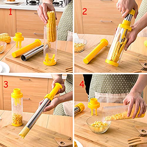 Safer Corn Thresher,Quick Corn Stripper,Stainless Steel Corn Cob Remover Cutter Corn Peeler,Removing Fresh Corn Kernels Tool,Manual Corn Threshing No Splatters,Practical Kitchen Gadgets,10.5 inch