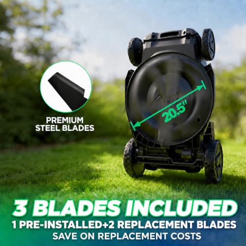 20.5" 40V Brushless Cordless Electric Self Propelled Lawn Mower - size: 20.5 Inch