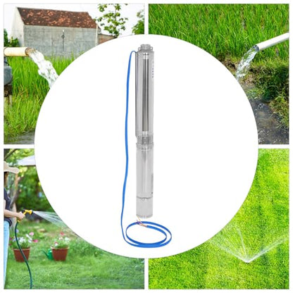 Deep Well Pump, Electric Submersible Bore Hole Deep Well Pump Stainless Steel Submersible Well Pumps Agricultural Irrigation Pump for Villages, Homes, Farms (110V 1.5KW 2HP) - style: 110V 1.5KW 2HP