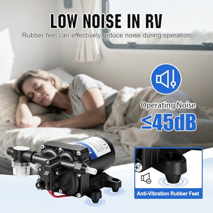 ECO-WORTHY 12V RV Water Pump, 3.5 GPM, 55 PSI, Self Priming Water Pump with Pressure Switch, 4-Chamber Fresh Water Pump for Boat Marine Camper Truck Shower Sprayer - color: Black 3