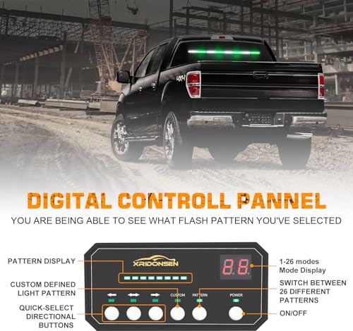 XRIDONSEN 35 inch Traffic Advisor Emergency Light Bar 48 LED Strobe Lights - color: Green/White