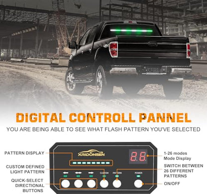 XRIDONSEN 35 inch Traffic Advisor Emergency Light Bar 48 LED Strobe Lights - color: Green/White