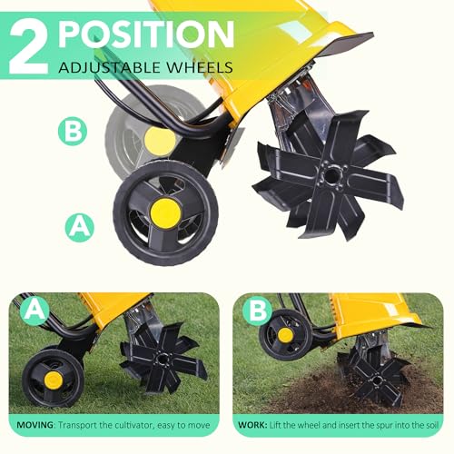 IncwBo 12'' 15-AMP Electric Roto Tiller Cultivator for Gardening Cored - size: 15 AMP-12 INCH