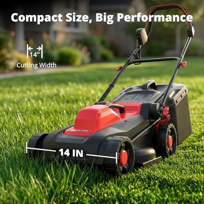 AMERISUN 14-Inch Electric Lawn Mower, 12.5 Amp 1500W Corded Push Mower