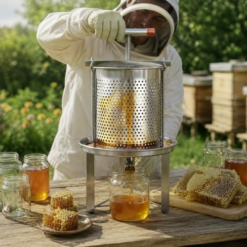 Honey Extractor Honey Press Stainless Steel Hand Crank Beekeeping Spinner