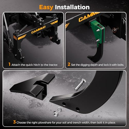 CAMMOO Hitch Mounted Trencher Ripper, Green - color: Green